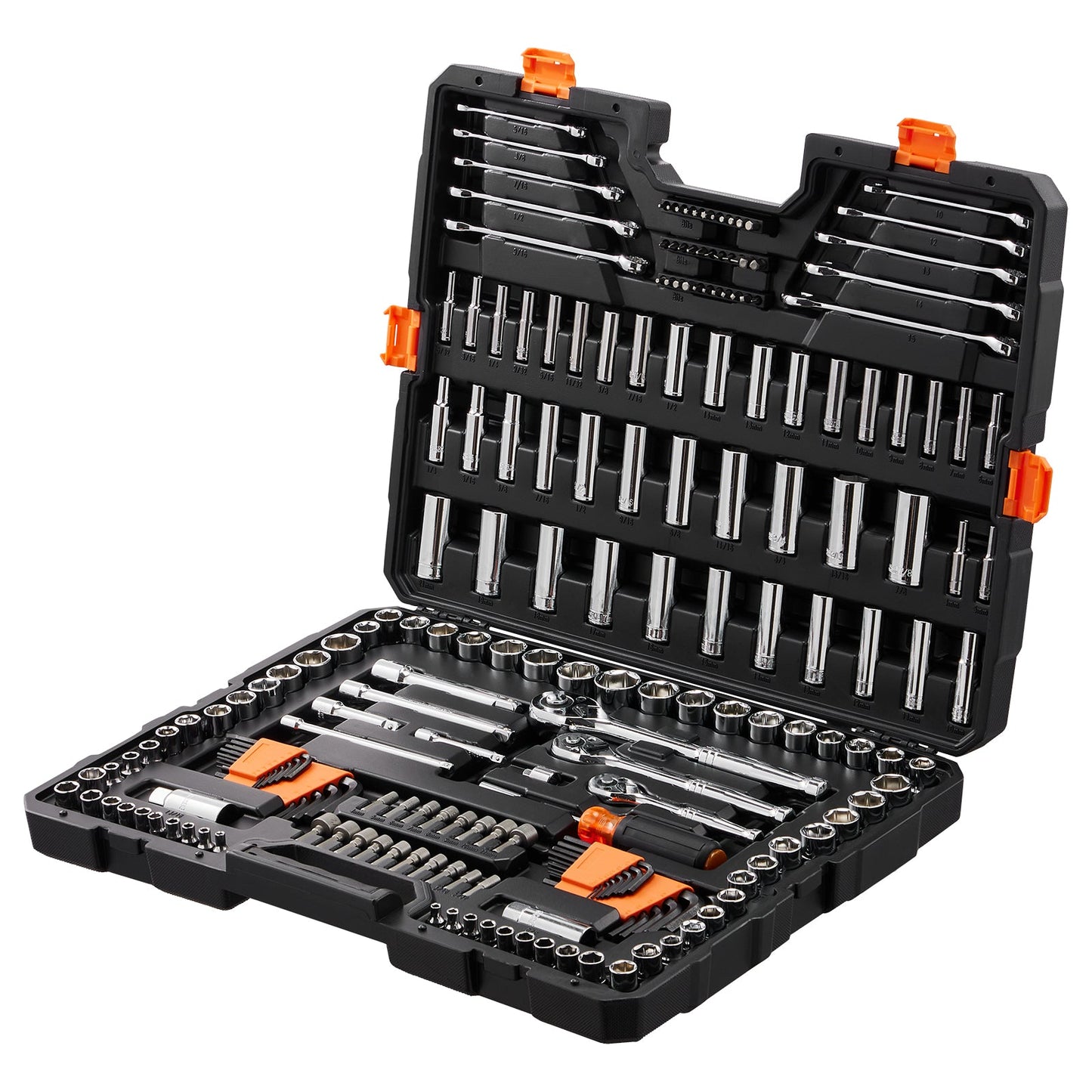 VEVOR Mechanics Tool Set And Socket Set,  Drive Deep And Standard Sockets, 205 Pcs SAE And Metric Mechanic Tool Kit With Bits, Combination Wrench, Hex Wrenches, Accessories, Storage Case