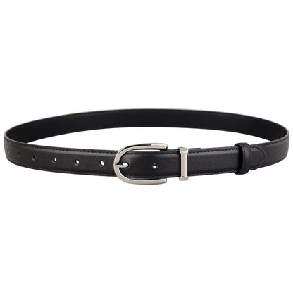 Classic Leather Belt with Silver Buckle
