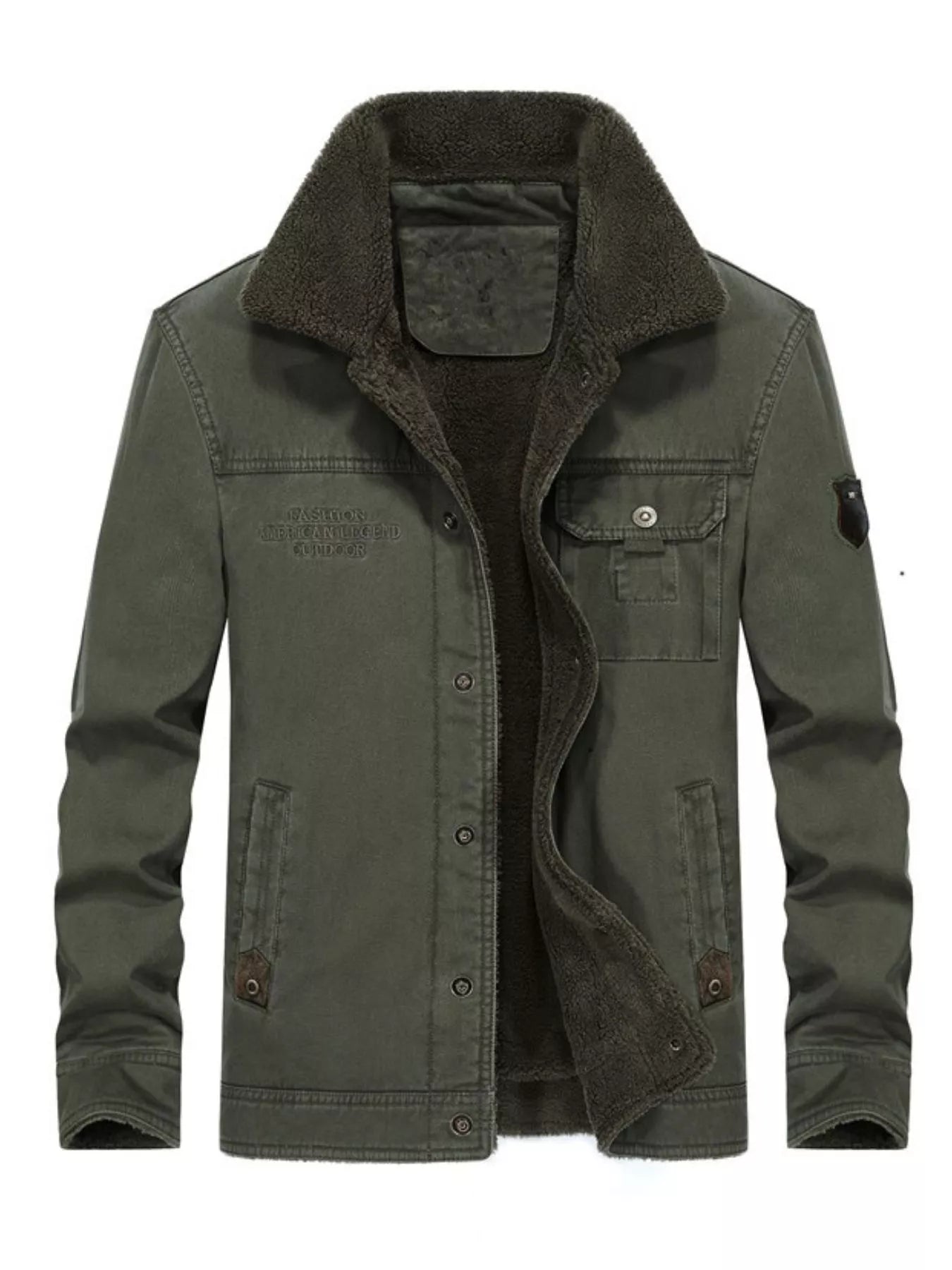 Men's Plus Size Solid Color Sherpa Lined Jacket