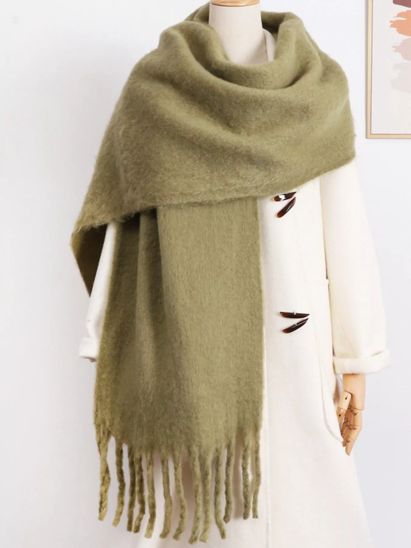 Fringe Hem Soft Winter Scarf