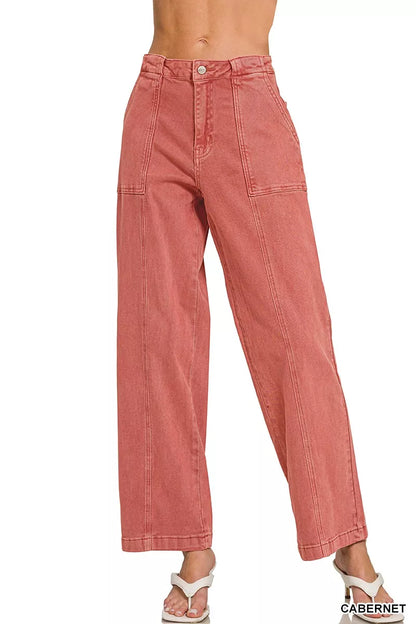 Zenana Straight Leg Utility Pocket Jeans