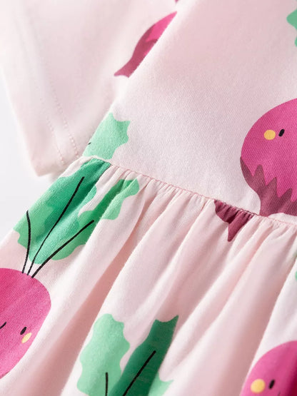 Children's Radish Print Casual Dress