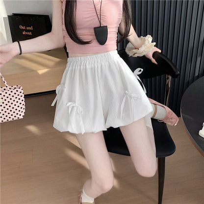 Bowknot High Waist Bubble Skirt