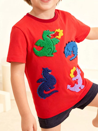 Children's Dinosaur Applique Short Sleeve T-Shirt