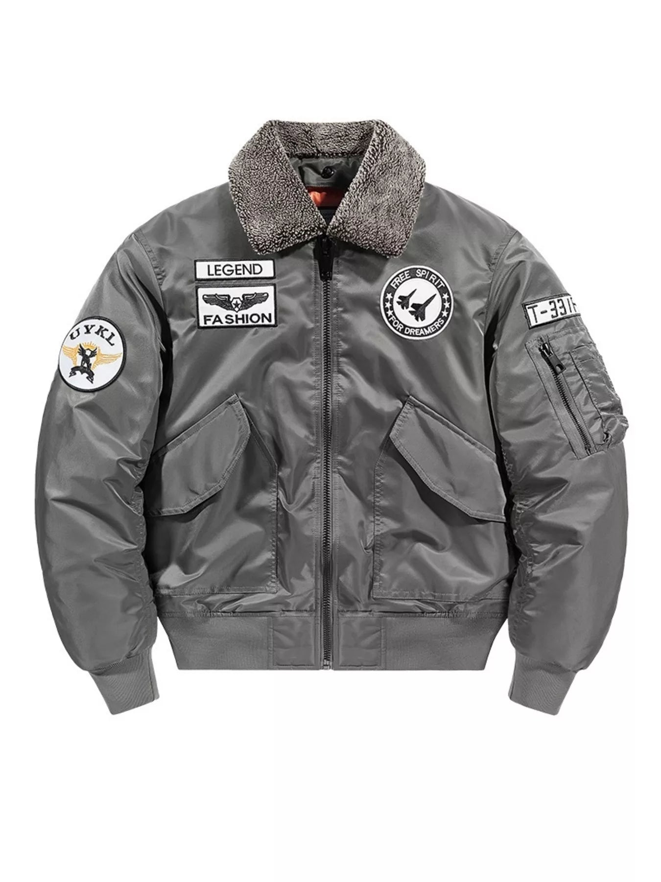 Men's Plus Size Embroidered Patches Bomber Jacket