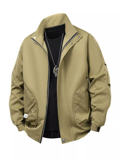 Men's Plus Size Casual Stand Collar Lightweight Bomber Jacket