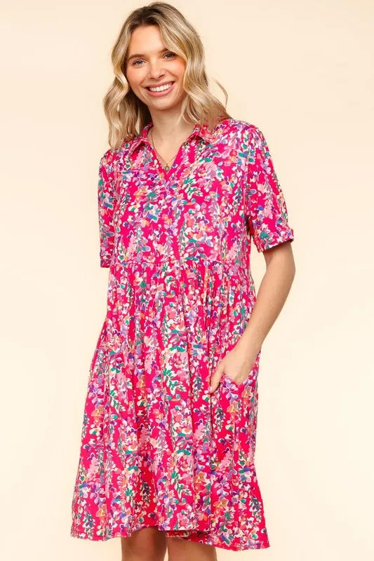 Haptics Johnny Collar Babydoll Dress with Side Pockets