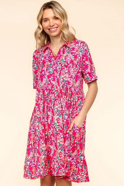 Haptics Johnny Collar Babydoll Dress with Side Pockets