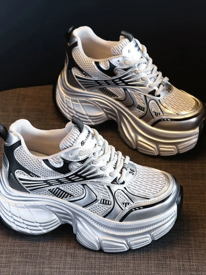 Lace Up Round Toe Platform Sneakers