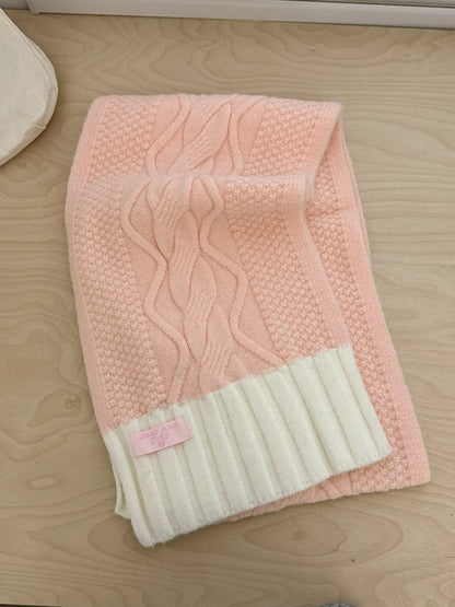 Two-Tone Knitted Warm Scarf