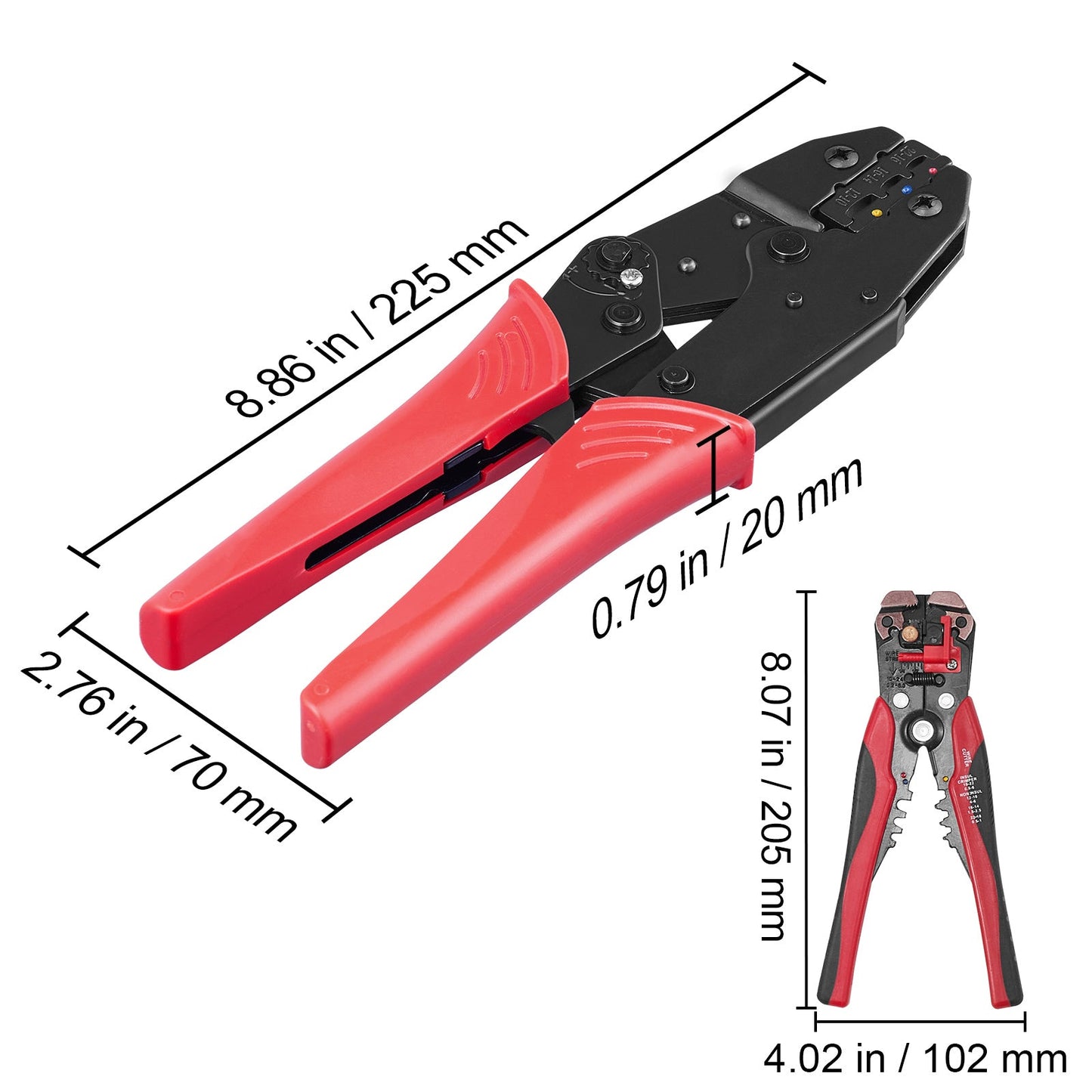VEVOR Ratcheting Crimping Tool Set For Insulated Electrical Connectors AWG22-10 With Wire Stripper And 210pcs Heat Shrink Tubes Labor-Saving Ratcheting Wire Crimp Pliers