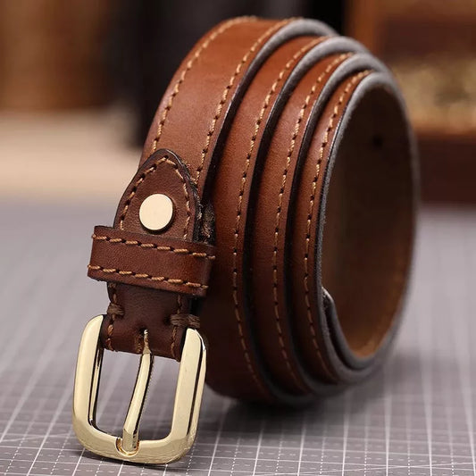 Classic Leather Belt with Buckle