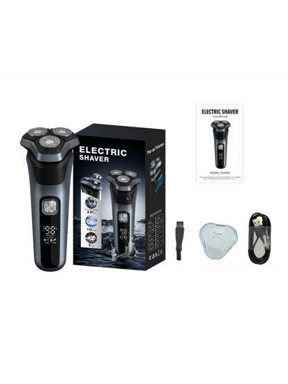 Rechargeable Rotary Electric Shaver with LED Display