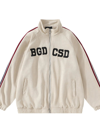Men's Letter Zip Up Long Sleeve Hoodie