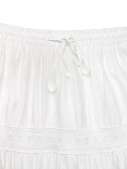 Lace Detail Elastic Waist Skirt