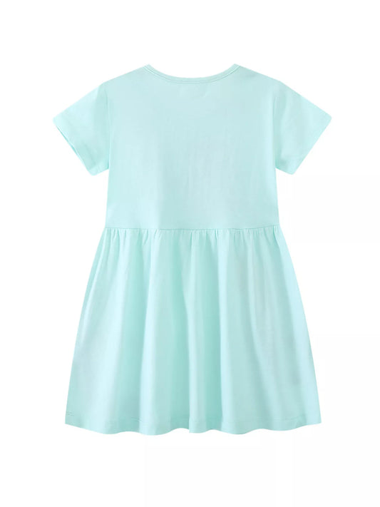 Children's Mermaid Embroidered Short Sleeve Dress