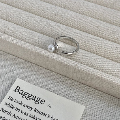 Pearl Accent Open Cuff Ring