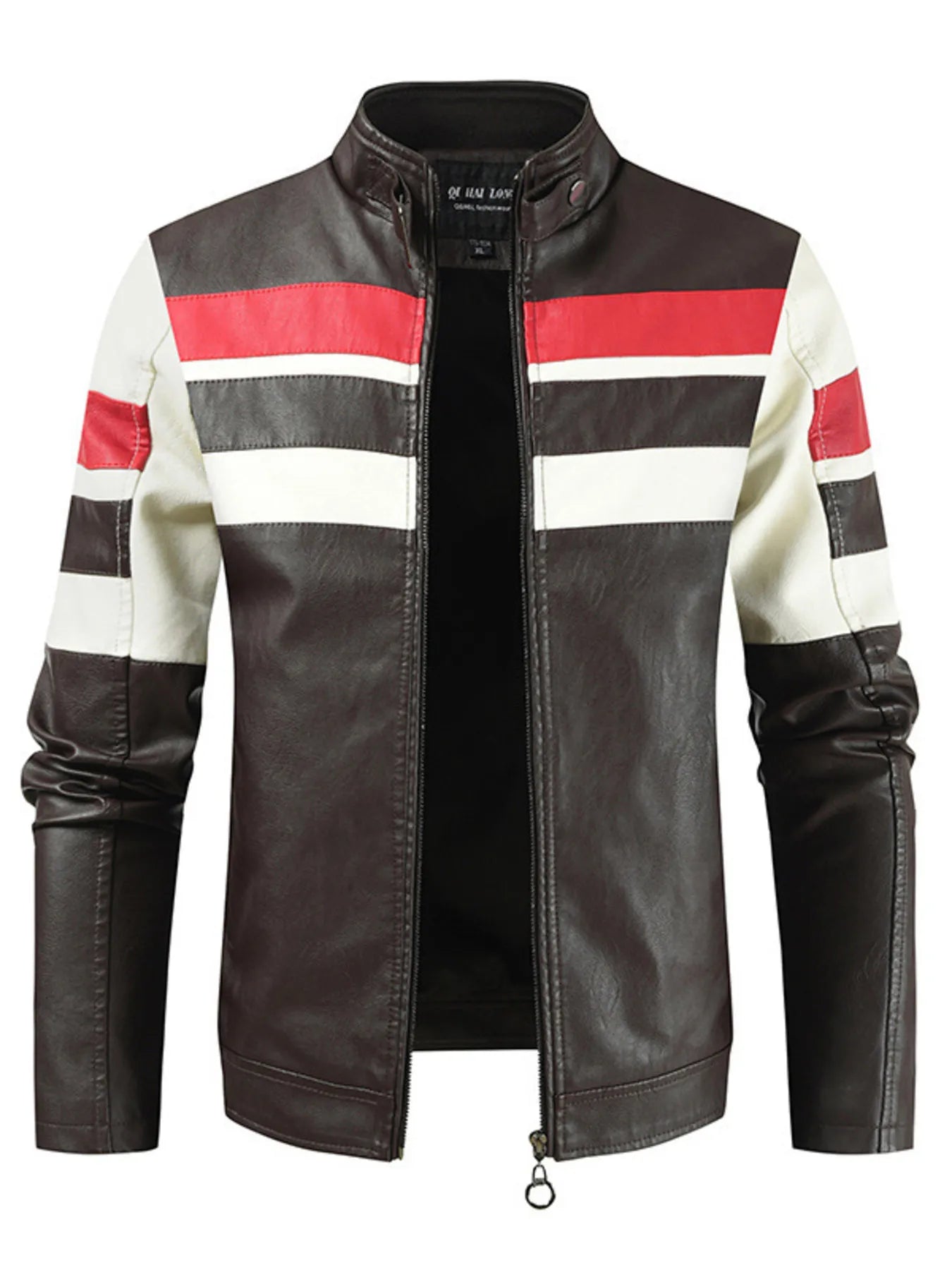 Men's Plus Size Contrast Zip Up Long Sleeve Jacket