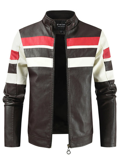 Men's Plus Size Contrast Zip Up Long Sleeve Jacket