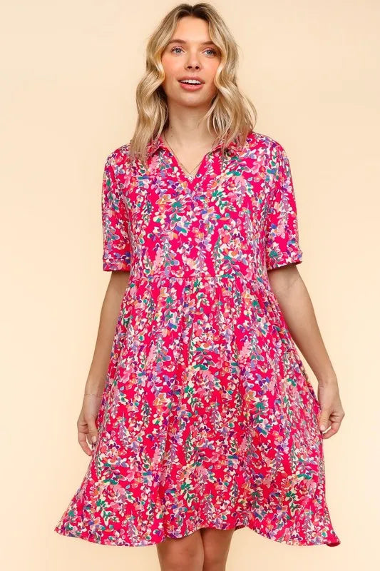 Haptics Johnny Collar Babydoll Dress with Side Pockets