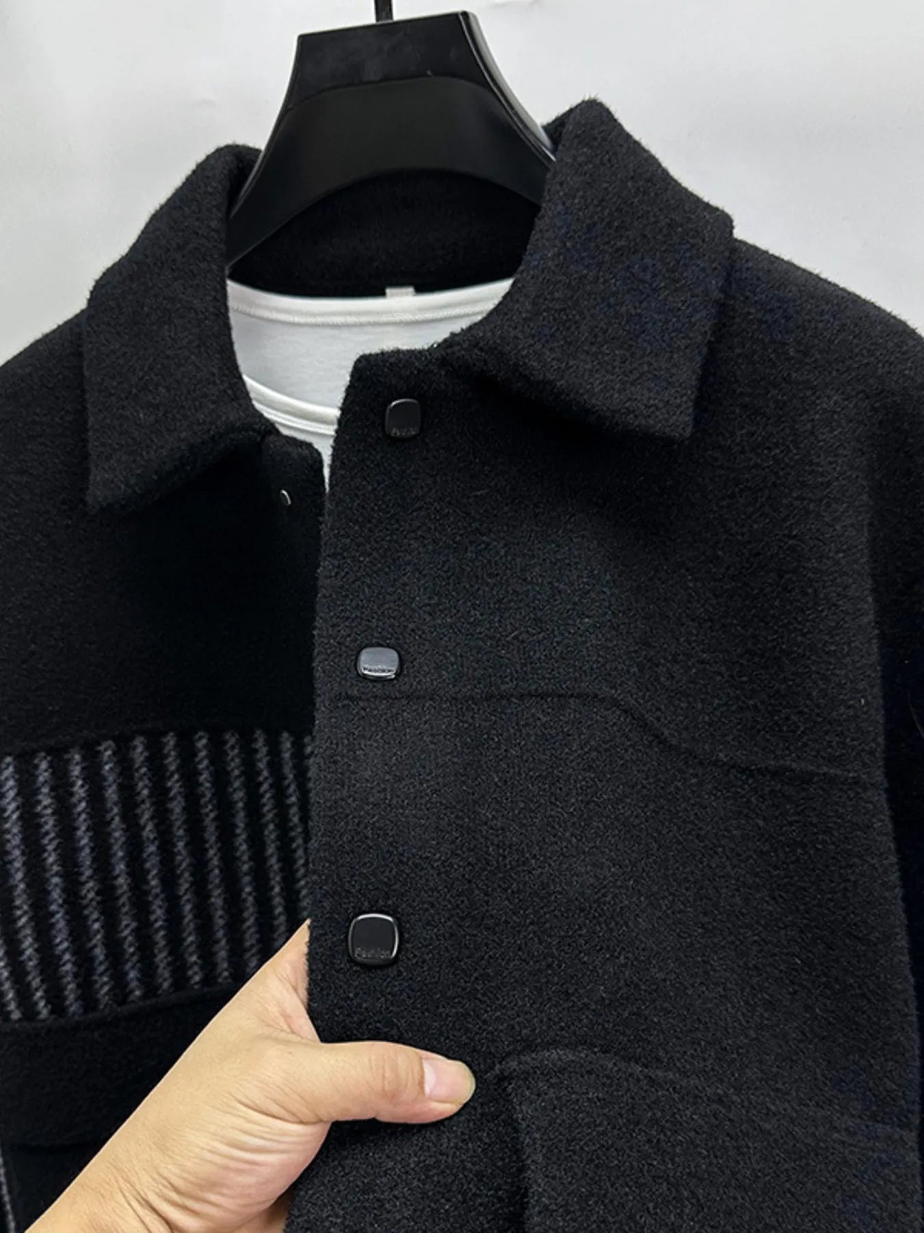 Men's Plus Size Button Up Long Sleeve Jacket