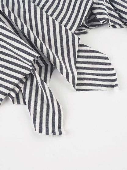 Striped Asymmetrical Hem Mini Skirt