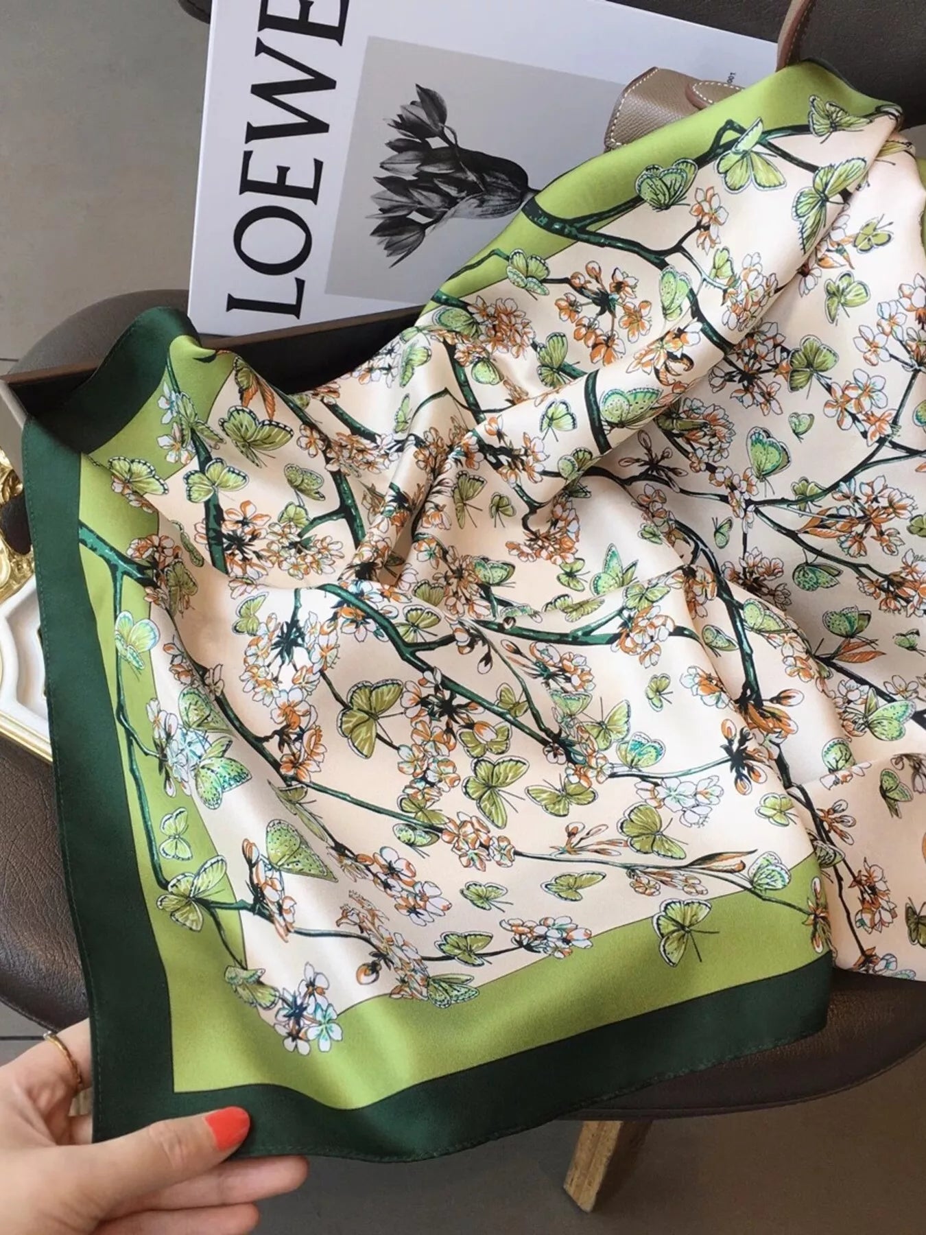 Floral Print Silk Scarf
