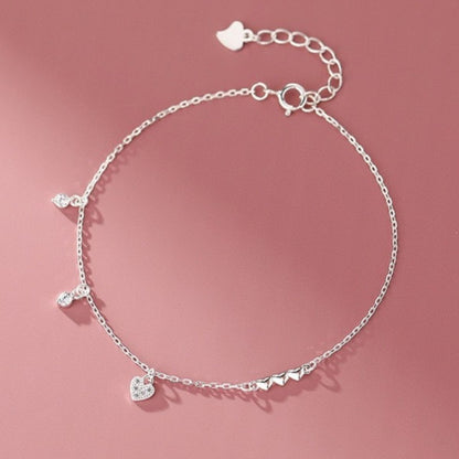 Heart Charm 925 Sterling Silver Bracelet