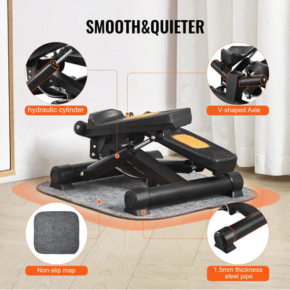 Stair Stepper, Mini Stepper For Exercise At Home, Hydraulic Fitness Twist Stepper With Resistance Bands, Full Body Workout Cardio Equipment, Stair Climber With LCD Monitor, 330LBS Load Capacity