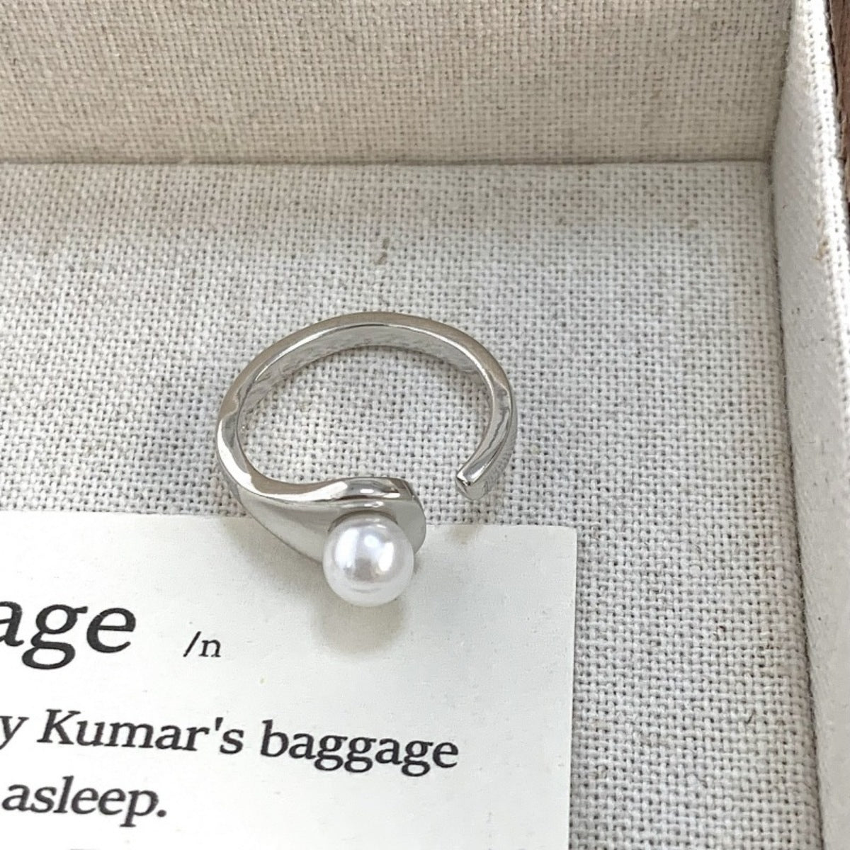 Pearl Accent Open Cuff Ring