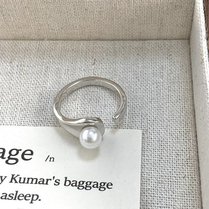 Pearl Accent Open Cuff Ring