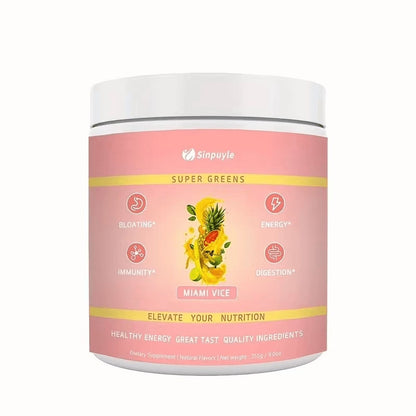 Super Greens Powder Miami Vice Flavor 255g Natural Daily Greens Supplement Supports Energy Digestion Immunity Bloating Relief