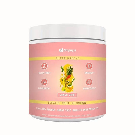 Super Greens Powder Miami Vice Flavor 255g Natural Daily Greens Supplement Supports Energy Digestion Immunity Bloating Relief