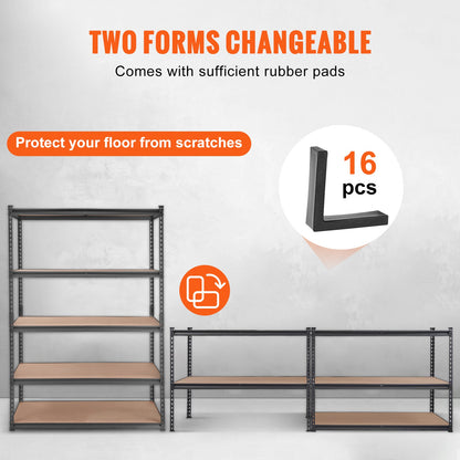 VEVOR Storage Shelving Unit, 5-Tier Adjustable, 2000 Lbs Capacity, Heavy Duty Garage Shelves Metal Organizer Utility Rack, Black,  For Kitchen Pantry Basement Bathroom Laundry