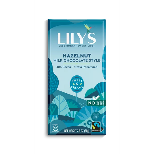 Lily's No Added Sugar Dark Chocolate Bar, 40% Hazelnut, 2.8oz (Pack of 12)