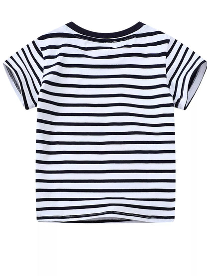 Children's Striped Animal Crew Neck T-Shirt