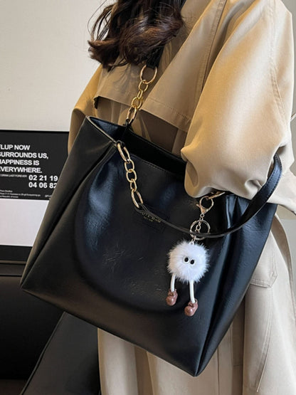 Chain Decor Leather Shoulder Bag