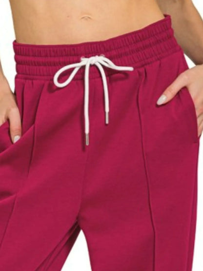 Zenana Drawstring Scuba Sweatpants with Pockets
