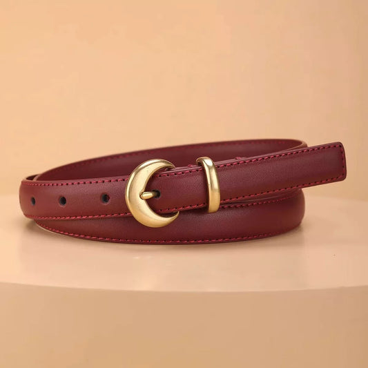 Crescent Buckle Leather Belt
