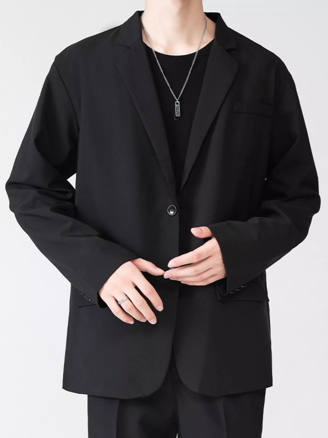 Men's Full Size Lapel Collar Button Up Blazer Plus Size