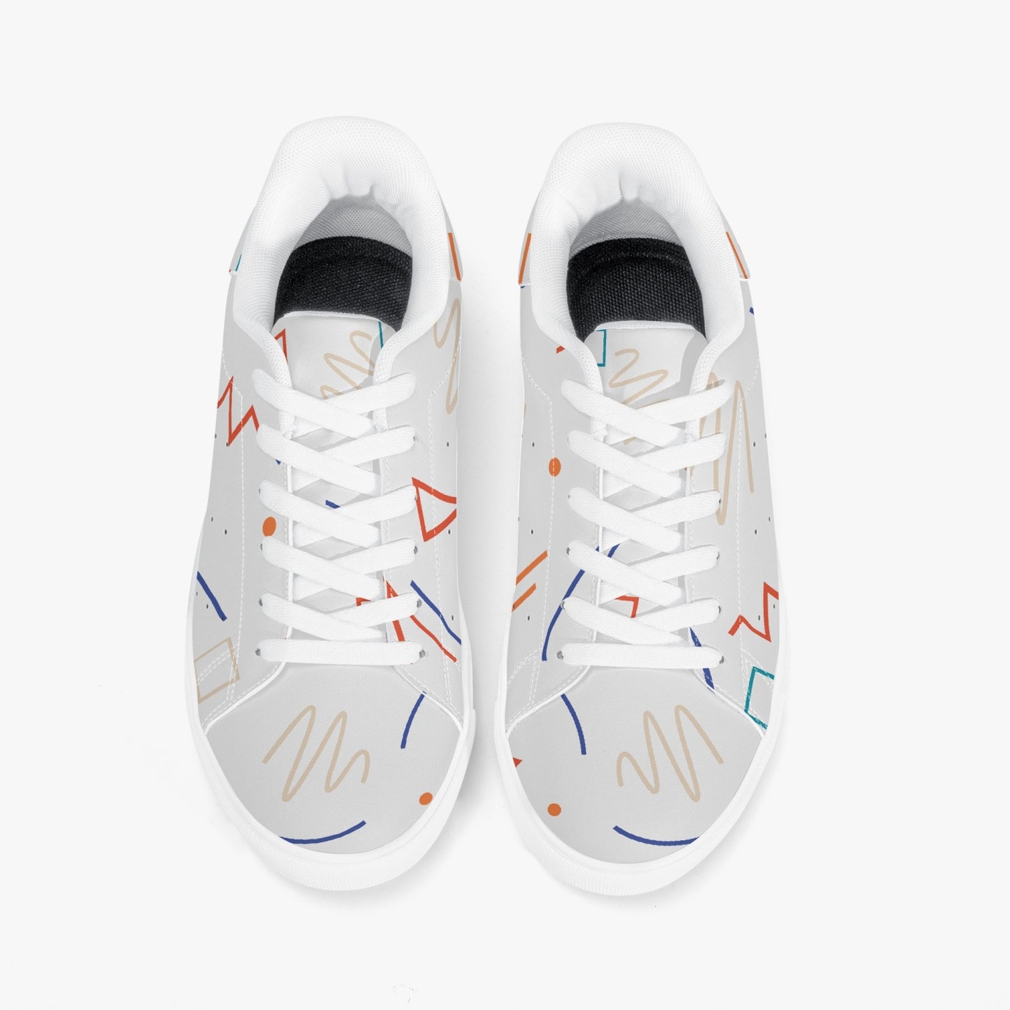 SHO-016GY-24 Classic Leather Sneakers - White Gray