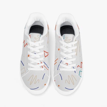 SHO-016GY-24 Classic Leather Sneakers - White Gray
