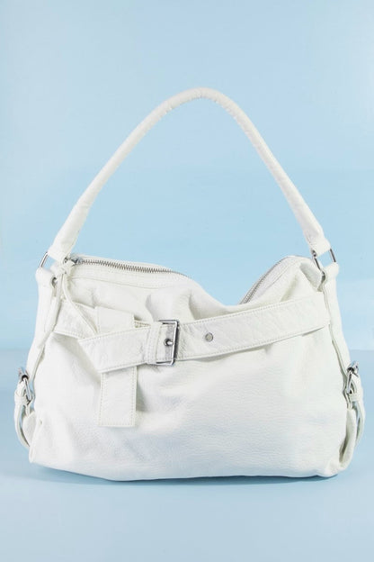 Fame Buckle Strap Detail Leather Handbag