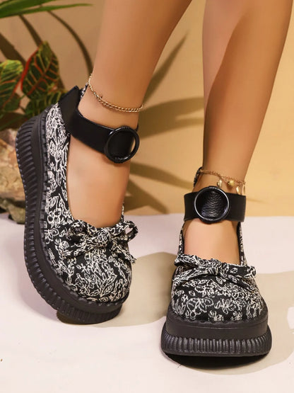 Bow Round Toe Platform Loafers