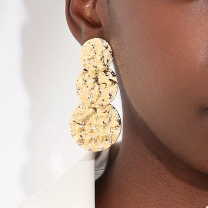 18K Gold-Plated Round Layered Textured Earrings