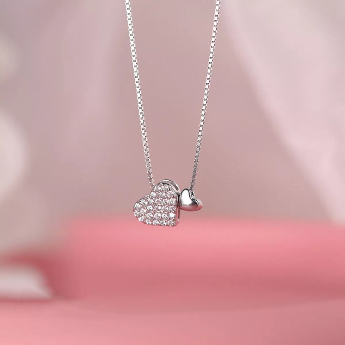 925 Sterling Silver Zircon Heart Necklace
