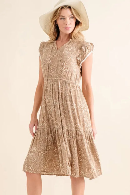 And The Why Boho Printed Tiered Maxi Dress