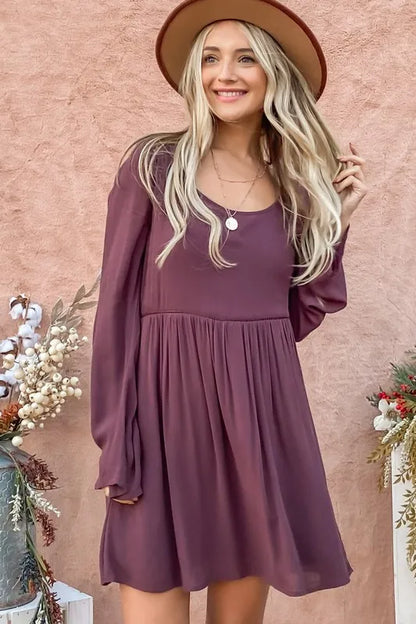 And The Why Back Lace Button Down Detail Bell Sleeve Dress