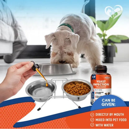 Natural Dog Yeast Infection Anti Itch Treatment Itchy Ears Skin & Allergy Symptoms Relief Reduces Inflammation & Relieves Irritation Herbal Medicine Supplement Drops Made In USA