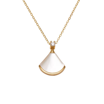 Fan-Shaped Mother of Pearl Pendant Necklace